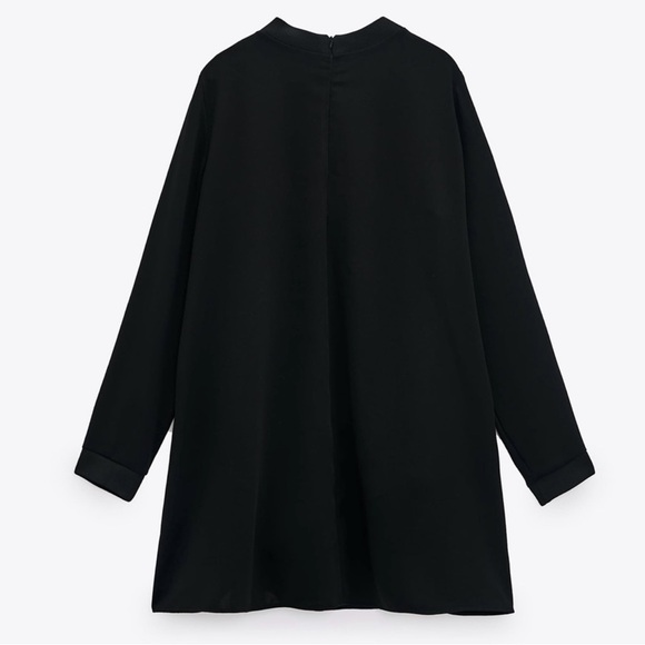 Zara Black A- Line Long Sleeve Dress - Picture 5 of 11